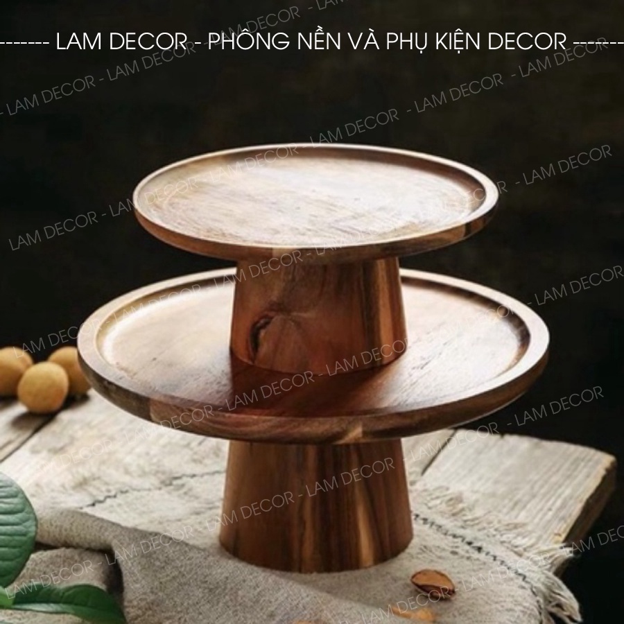 (Cake Stand) Đế đựng bánh bằng gỗ phong cách cổ điển