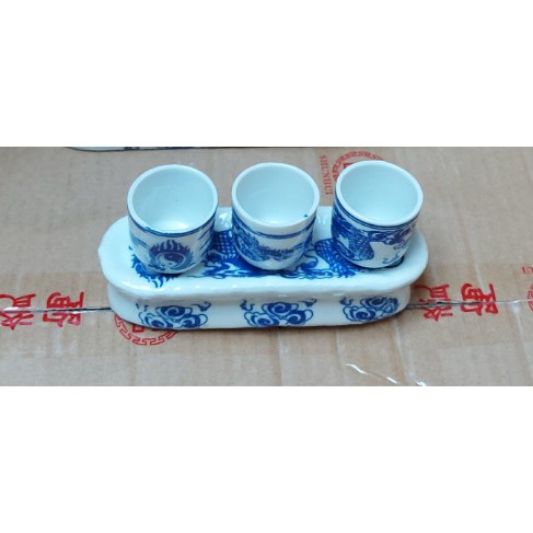 Bộ Thờ Cúng Màu Xanh Lư Hương, Áng, Chung, Bình Bông, Chóe Bình Trà Chất Liệu Sứ Tráng Men, Nhiều Kích Thước Lựa Chọn