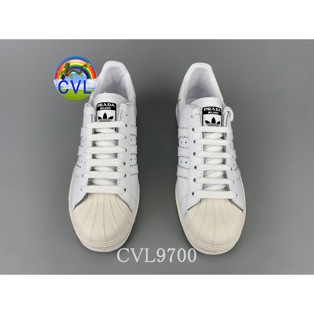 Giày Thể Thao Màu Trắng Đen Phiên Bản Giới Hạn Của Adidas Superstar X Pradafodadadatorto Rogue 2eg320