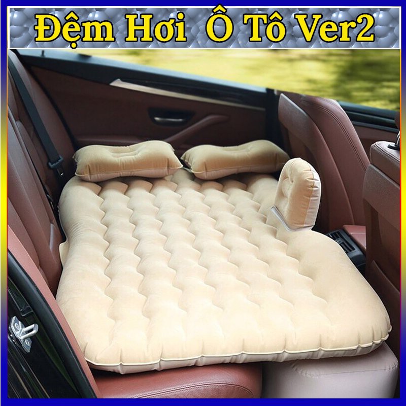 (mẫu mới 2023) Đệm Hơi Ô Tô Loại Lượn Sóng Loại Đẹp - Nệm Hơi Cao Cấp Loại Tốt,Đầy Đủ Phụ Kiện (Bơm, Miếng Vá, Túi Đưng)