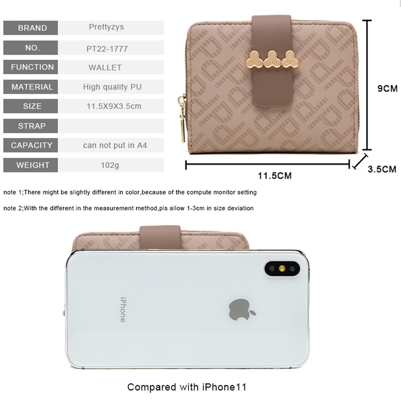 Ví Da PU Dáng Ngắn Phối Khóa Kéo Thời Trang Cho Nữ Giá Đỡ