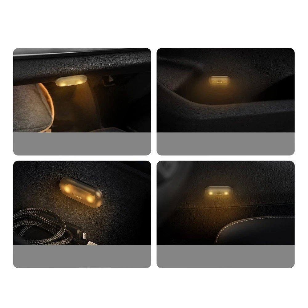 Đèn LED nội thất xe hơi tự dính Baseus 2x màu đen chính hãng Baseus