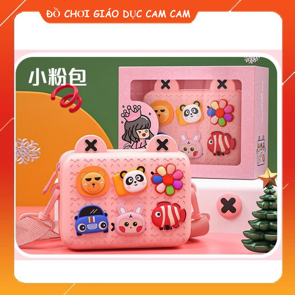 Túi đeo chéo ⚡chống thấm nước⚡ ngăn rộng vừa đeo chéo vừa cầm tay được gắn sticker siêu kute