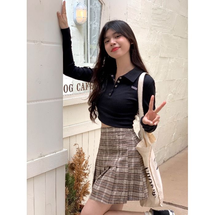 Áo Sơ Mi Lửng Tay Dài Có Cổ Dáng Ngắn Màu Trơn Và Tinh Khiết Mới Dành Cho Bạn Nữ