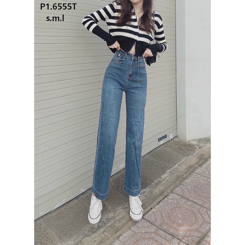 Quần Jeans Ống Suông Lưng Cao hot hit