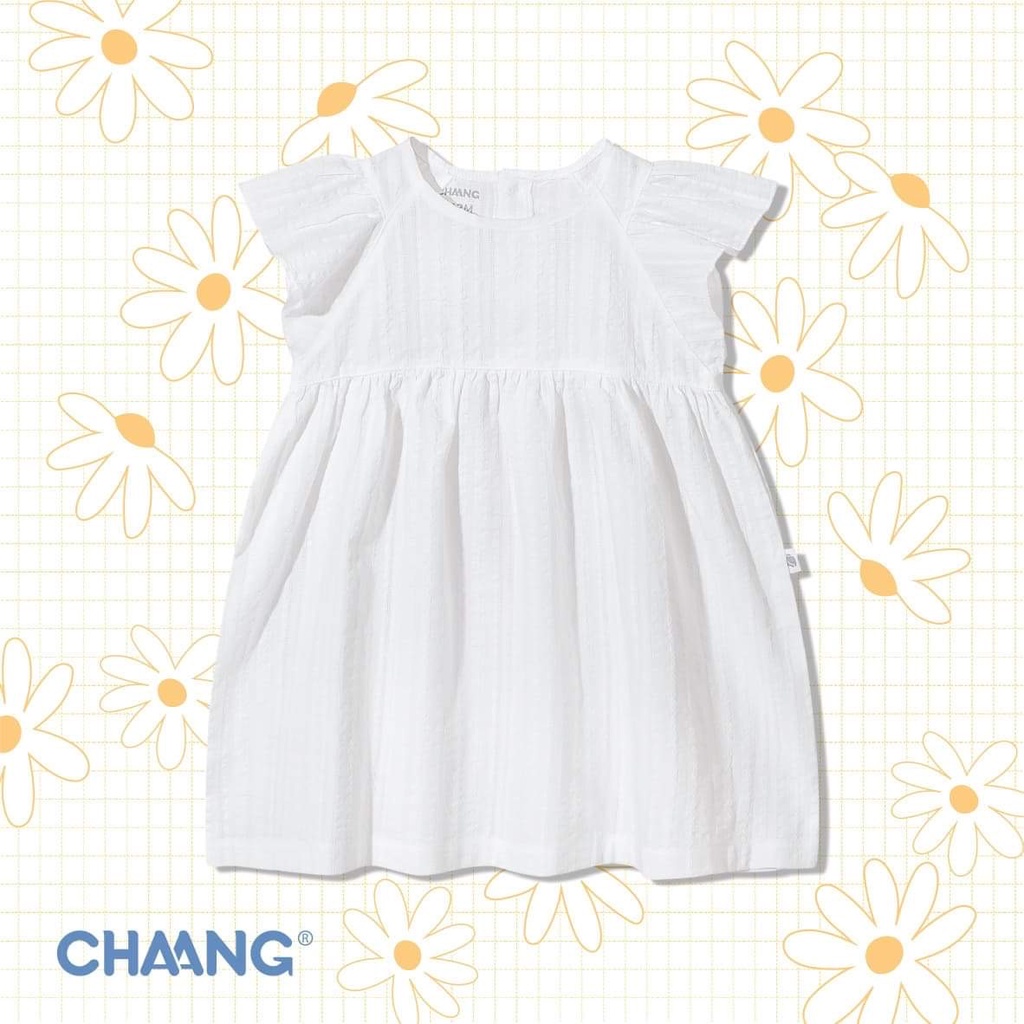 Chaang váy cotton cánh tiên, váy cổ bèo summer trắng cho bé gái