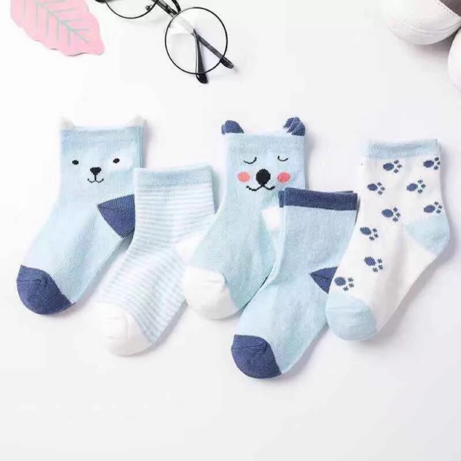 Sét 5 Đôi Tất Cotton Hàng Quảng Châu CAO CẤP Chất Dày Dặn Cho Bé Từ 0-5 Tuổi