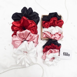 Scrunchies dây buộc tóc vải lụa cao cấp size lớn nhỏ
