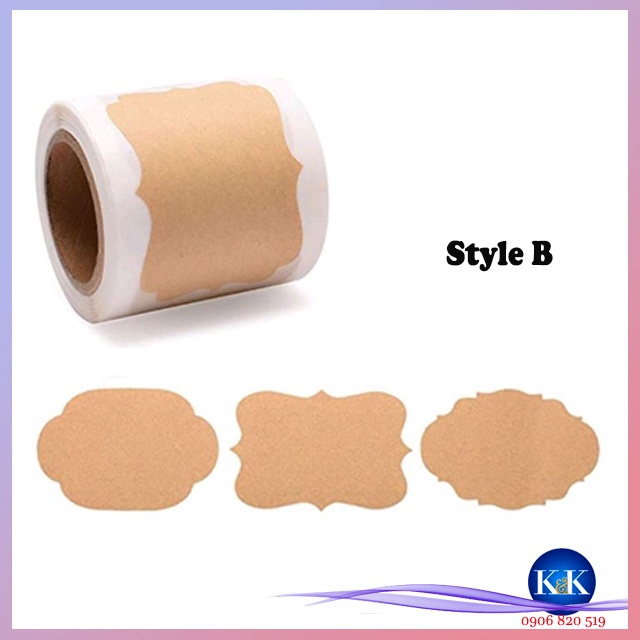 ❧K&K☙ Set 10 nhãn dán chai lọ bằng giấy Kraft