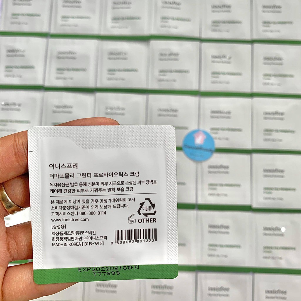 Sample 1ml Kem Dưỡng Ẩm Phục Hồi Bảo Vệ Làn Da Innisfree Derma Formula Green Tea Probiotics Cream