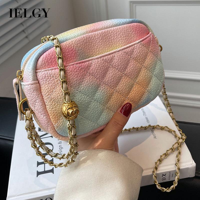 Túi đeo chéo IELGY dây đeo phối xích nhiều màu tùy chọn phong cách thời trang cho nữ