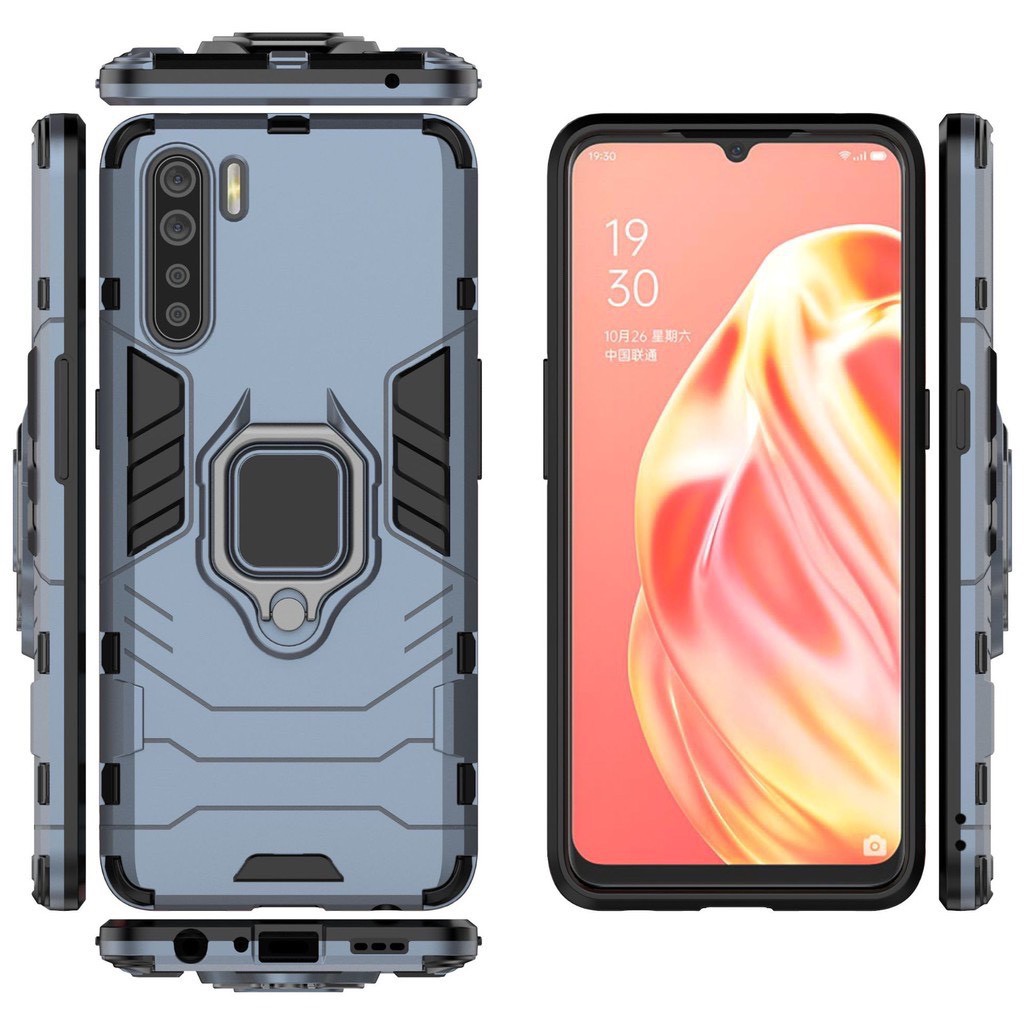 Ốp lưng Oppo Reno 3 chống sốc Iron Man gắn giá đỡ iring hỗ trợ xem video, chống va đập mạnh