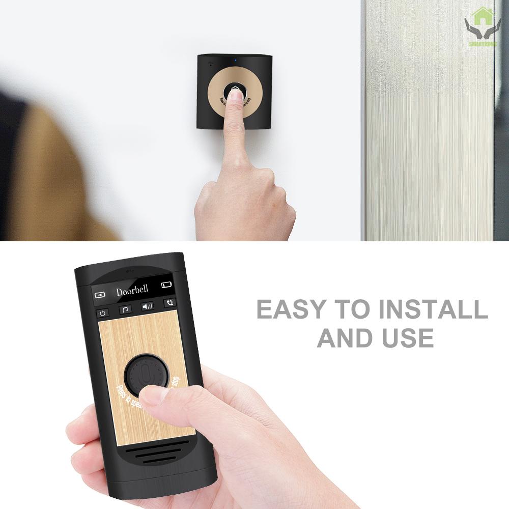 Wireless Voice Intercom Doorbell 2-way Talk Monitor with 1*Outdoor Unit Button 1* Indoor Unit Receiver Smart Home Security Door Bell