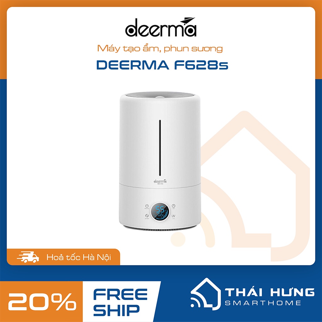Máy Tạo Ẩm Phun Sương DEERMA F628s, tạo ẩm liên tục, màn hình cảm ứng, tia UV khử trùng 99,99%.