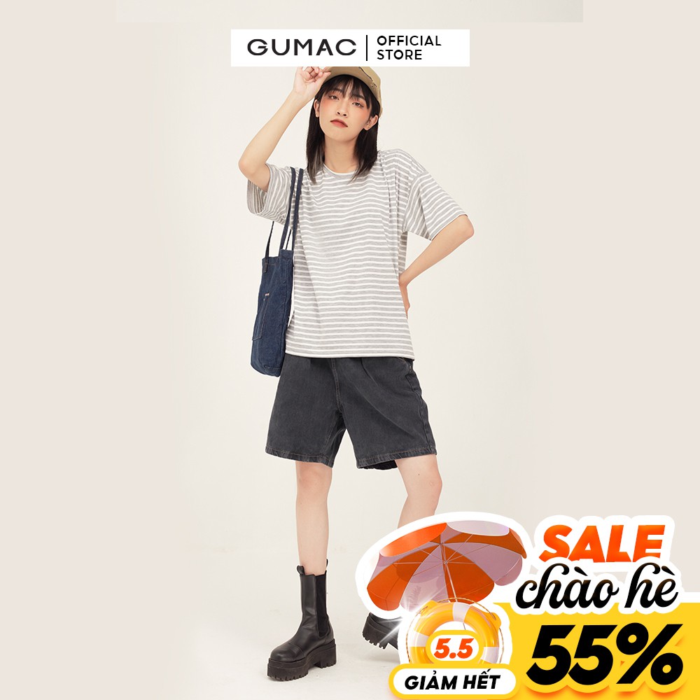 [Mã WABRGU100 giảm 15% đơn 249K tối đa 100k] Áo thun nữ sọc ngang cơ bản GUMAC phong cách basic, năng động ATB344