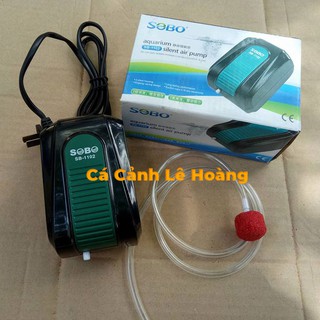 •	Máy Sủi Khí Oxi Bể Cá, Hồ Cá Cảnh SOBO 1102, Công suất 3.5W Tặng ngay 1M Dây + 1 Viên Sủi