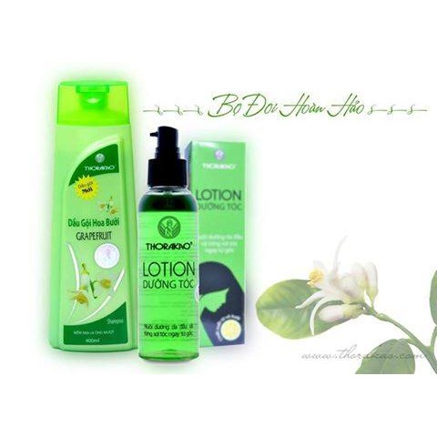 Bộ Đôi Hoàn Hảo: Dầu Gội Hoa Bưởi 400ml + Lotion Dưỡng Tóc 150ml