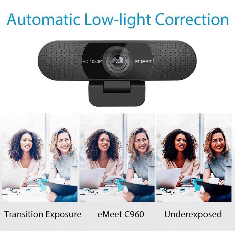 Webcam Họp Trực Tuyến Góc Rộng 90*, Full HD1080P, Tự Động Lấy Nét Và Căn Chỉnh Ánh Sáng Emeet C960 - Hàng Chính Hãng