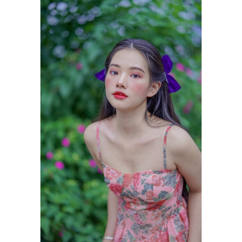 Đầm hoa xòe hai dây phong cách Ulzzang Hàn Quốc, váy xoè hai dây hoa phong cách tiểu thư dễ thương một chút sexy