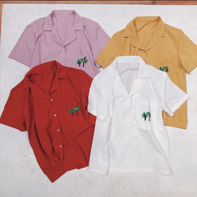 Áo somi vest thêu cây dừa VNXK