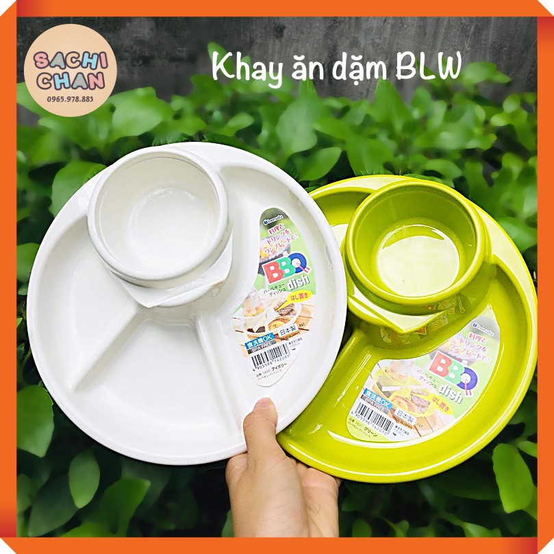 Khay ăn dặm BLW inomata tròn Nhật Bản cho bé chia ngăn nhựa cao cấp không BPA dùng được lò vi sóng