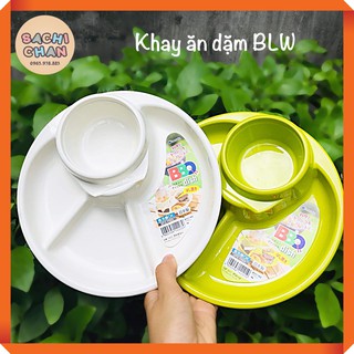 Khay ăn dặm BLW inomata tròn Nhật Bản cho bé chia ngăn nhựa cao cấp không BPA dùng được lò vi sóng