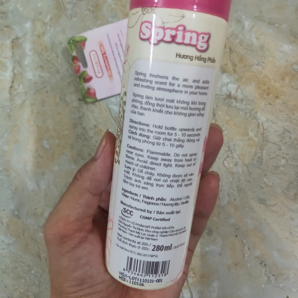 Nước hoa xịt phòng Spring Hương Hồng Phấn 280ml