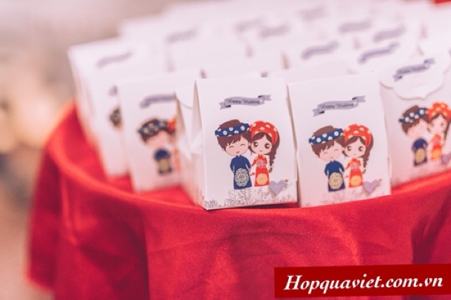 Set 200 hộp quà cưới dâu rể truyền thống làm quà cảm ơn tiệc cưới 19X