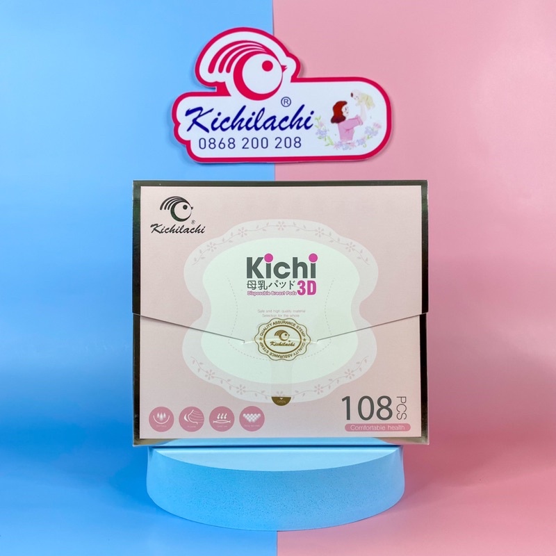 Miếng Lót Thấm Sữa Kichilachi Hộp 108 Miếng Dán Thấm Sữa Siêu Mỏng, Siêu Thấm, Chống Tràn
