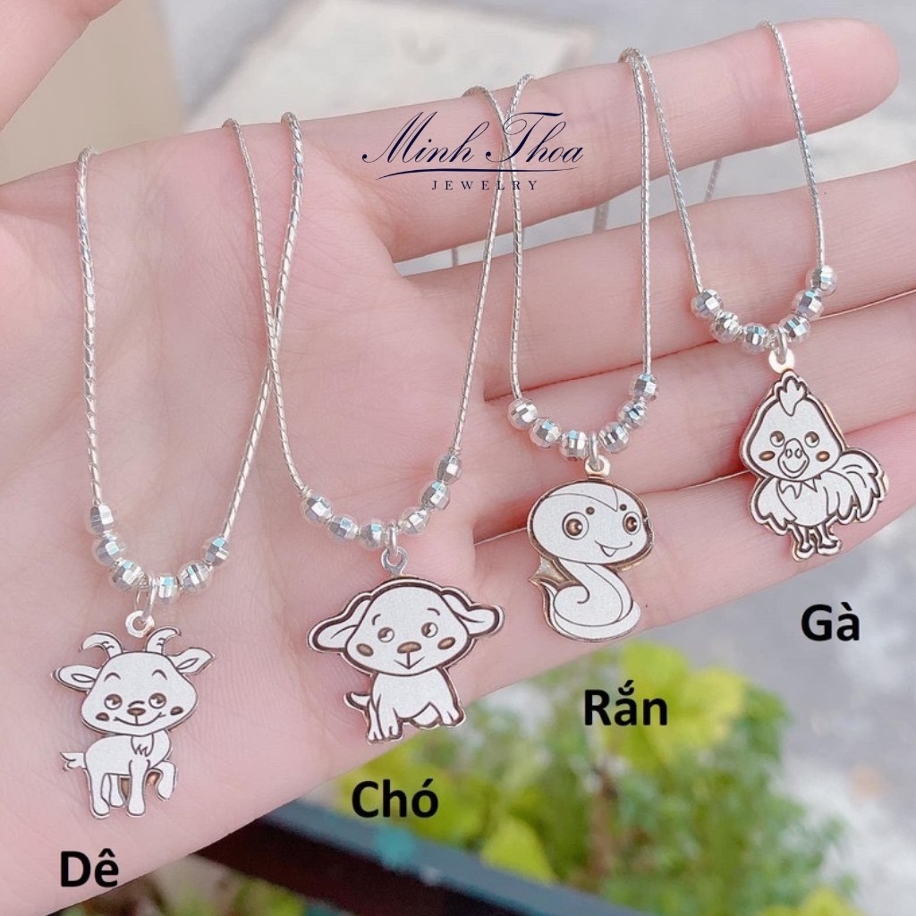 Dây chuyền bạc trẻ em 12 con giáp, vòng cổ dây liền mặt bé trai bé gái bạc nguyên chất Minh Thoa JEWELRY