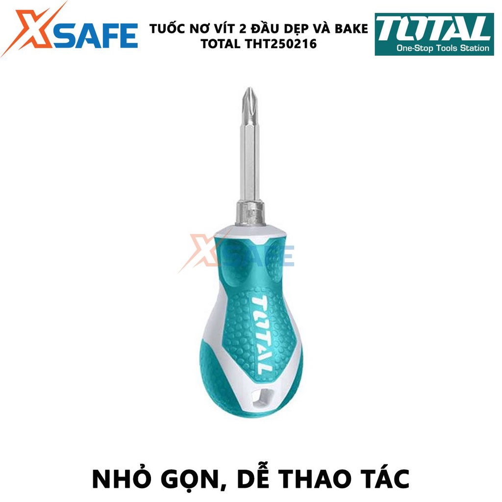 Tuốc nơ vít 2 đầu dẹp và bake TOTAL THT250216 | Bộ tua vít 2 trong 1 kích thước 6.3X75MM, PH2+SL6 chất liệu thép CR- V