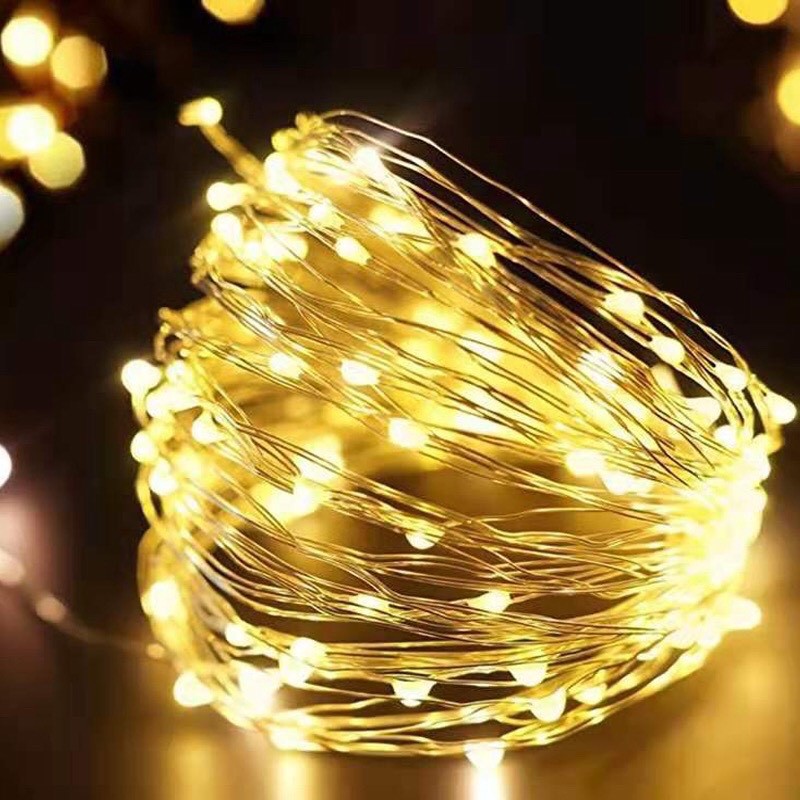 (Xài pin CR2032) Đèn led không chớp nháy 5M 50 bóng đèn led Đom Đóm Chipsbling Fairy Lights  1DD5M