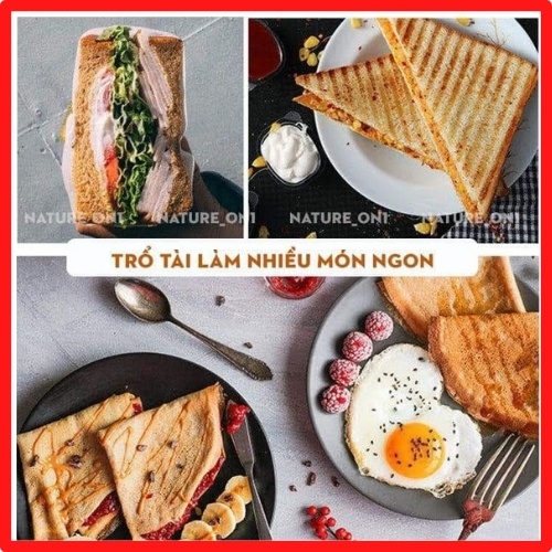 ⚡️𝐅𝐑𝐄𝐄 𝐒𝐇𝐈𝐏+ Quà⚡️ Máy Nướng Ép Bánh Mì Sandwich Rán Trứng Xúc Xích Nikai Men Chống Dính Có Bảo Hành - giadungtienloi_84