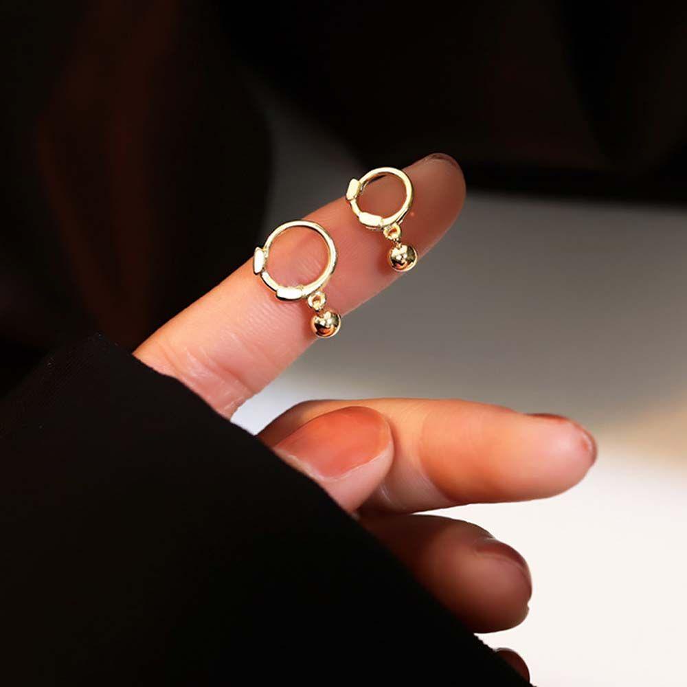 Bông Tai Dạng Vòng Tròn Chống Dị Ứng Gắn Quả Cầu Kim Loại Phong Cách Retro Dành Cho Nữ|Bông Tai Kim Loại Hình Tròn Thời Trang Dành Cho Nữ