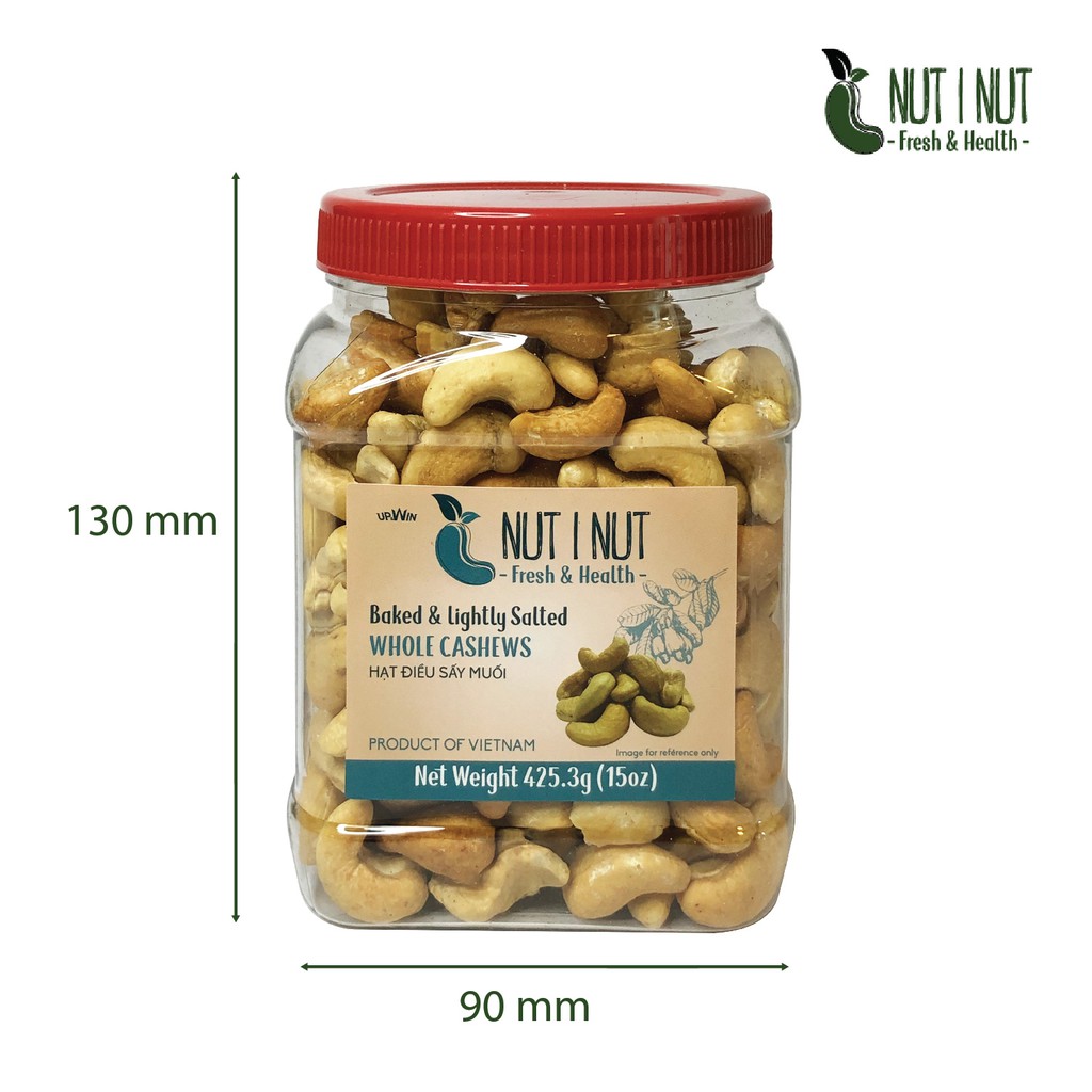 Hạt điều Nut I Nut nguyên hạt sấy muối hũ 425.6 gram - UP &amp; WIN