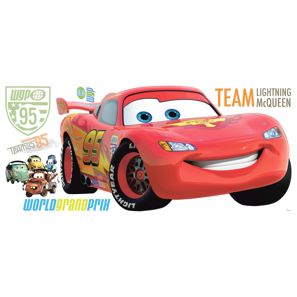 Disney Sticker Dán Tường Hình Xe Hơi Pixar Cars 2 Lightning Mcqueen Rmk1582Gm (F1)