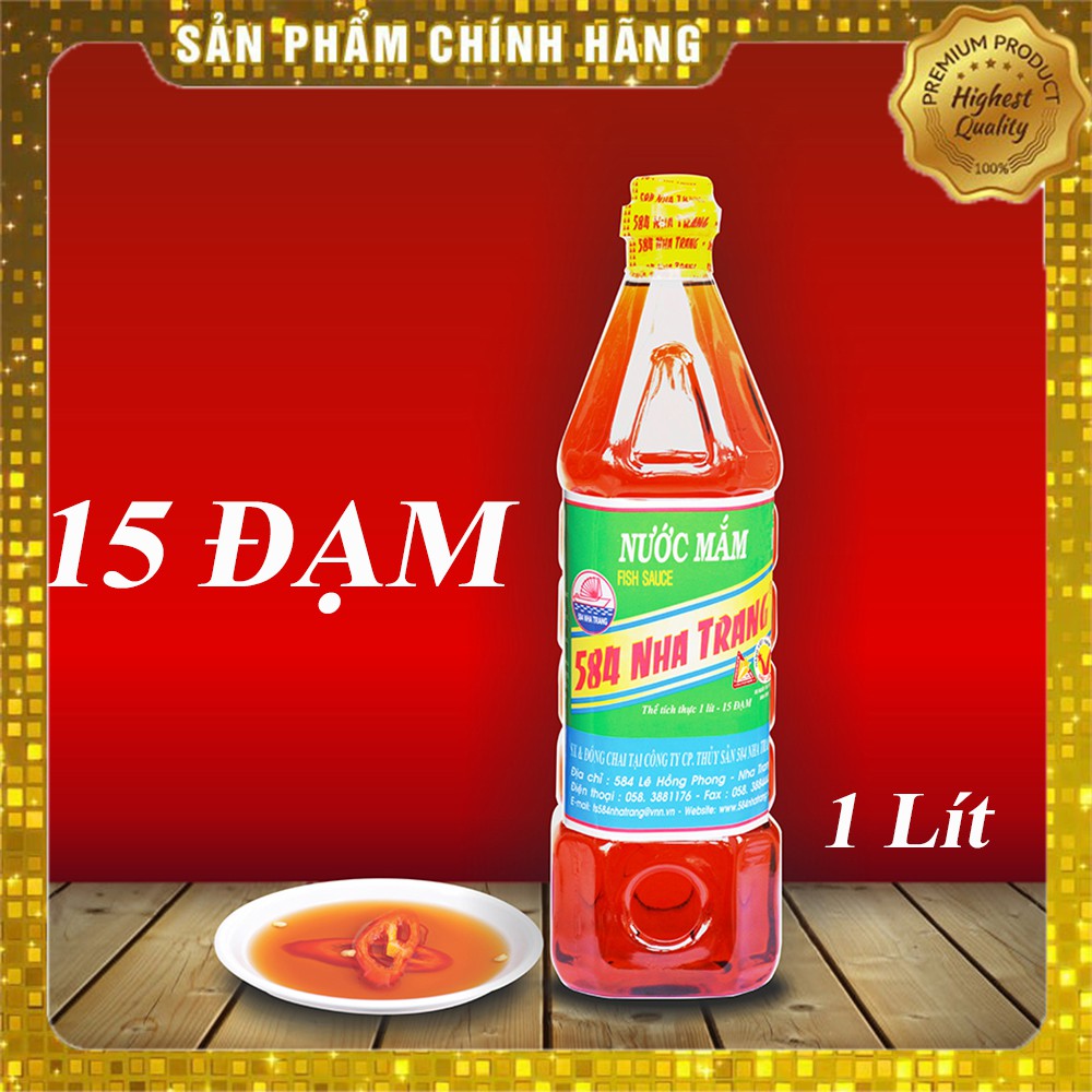 1 Lít Nước mắm Cá cơm - 584 Nha Trang - Loại 15 độ đạm, Date luôn mới
