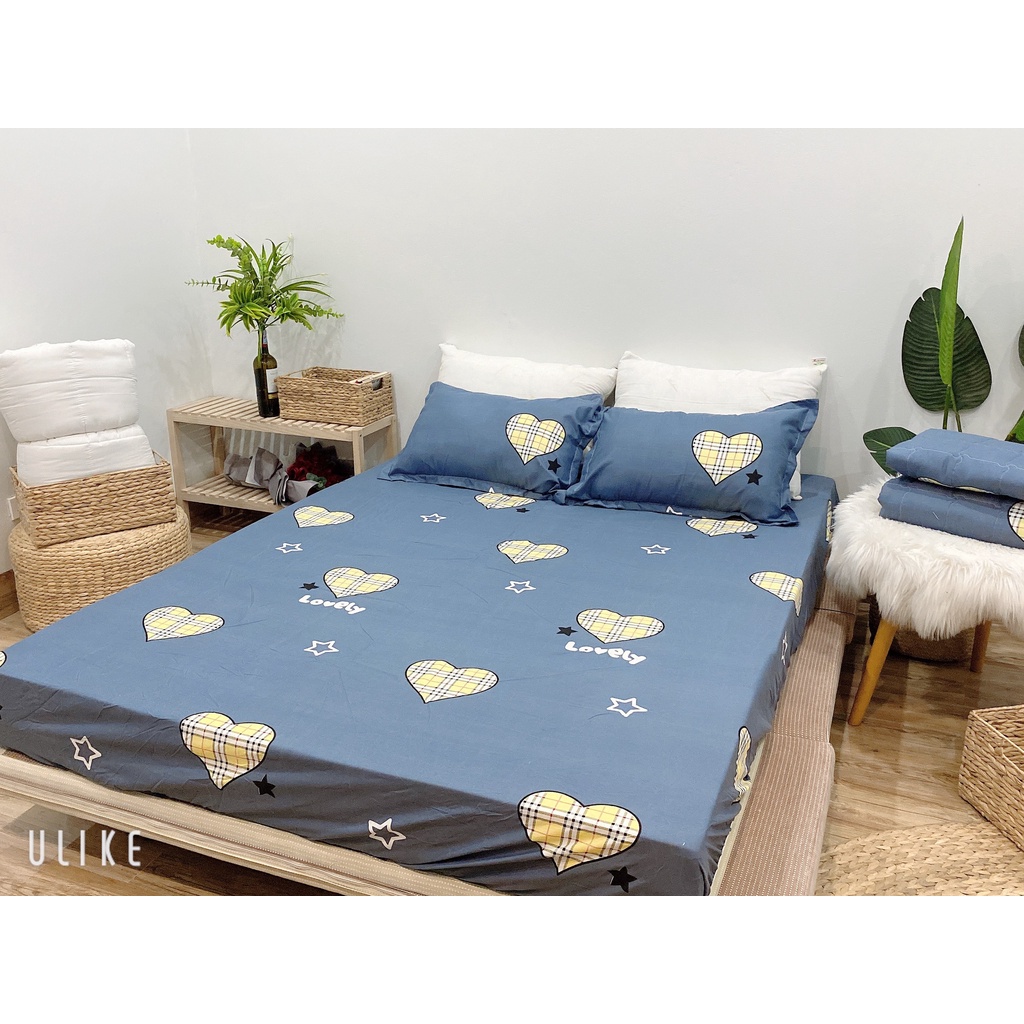 [sale rẻ]Bộ Ga Gối 1m2x1m9 Vải Cotton Poly Mềm Mịn,được chọn mẫu hanhrui-tim xám