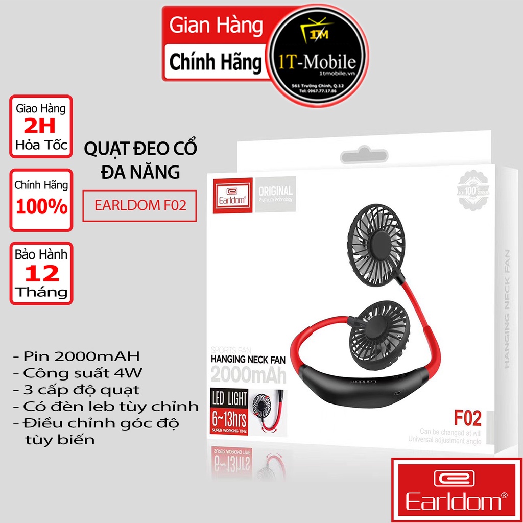 [Mã BMBAU50 giảm 10% đơn 99k] Quạt Đeo Cổ Đa Năng Earldom F02