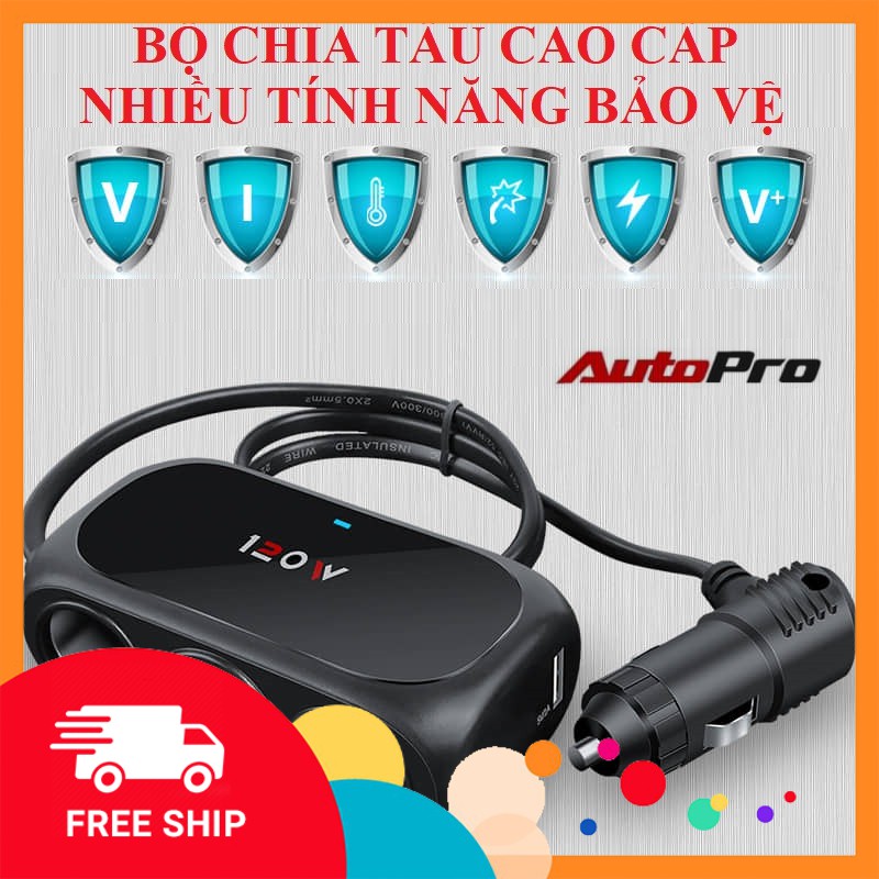 ⚡️Freeship 50k - Toàn quốc⚡️ Bộ chia tẩu thuốc 3 cổng + 2 USB Cao Cấp WT - D23