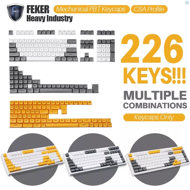 Keycap Csa feker heavy industry theme cho bàn phím cơ 226 phím PBT doubleshot