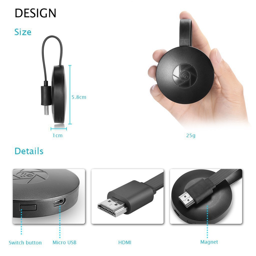 GOOGLE Thiết Bị Chia Sẻ Hình Ảnh Không Dây Chromecast G2 Tv