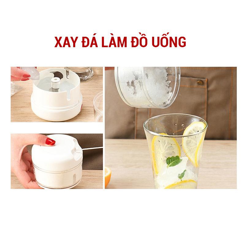 Máy xay đa năng bằng tay dụng cụ cầm tay mini say hành tỏi ớt thịt cá băm nhỏ rau củ quả thực phẩm - Hàng nhập khẩu