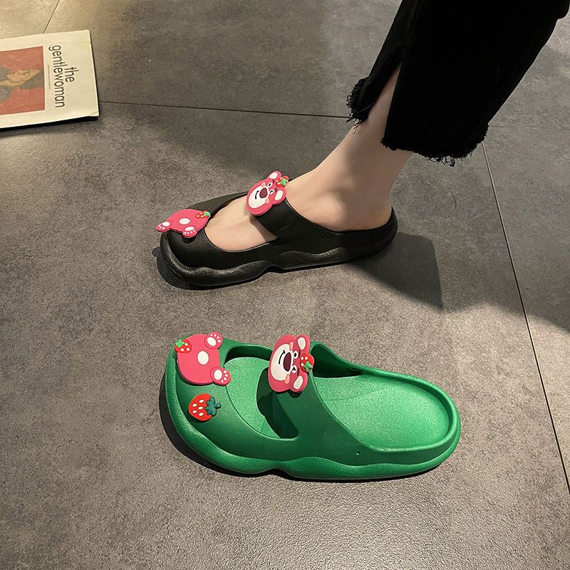 Giày Sandal Đế Dày Chống Trượt In Hình Quả Mọng / Gấu Hoạt Hình Thời Trang Mùa Hè 2023 Dành Cho Bạndép gấu dâu