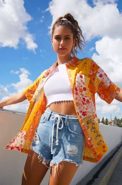 Áo sơmi ngắn tay Printed Shirt F21 VNXK