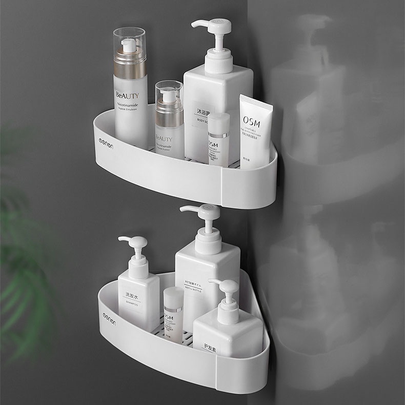 Giá Treo Đồ Mỹ Phẩm Nhựa ABS Kệ Để Đồ Nhà Tắm Dán Tường Hình Chữ Nhật Thoát Nước Thông Minh