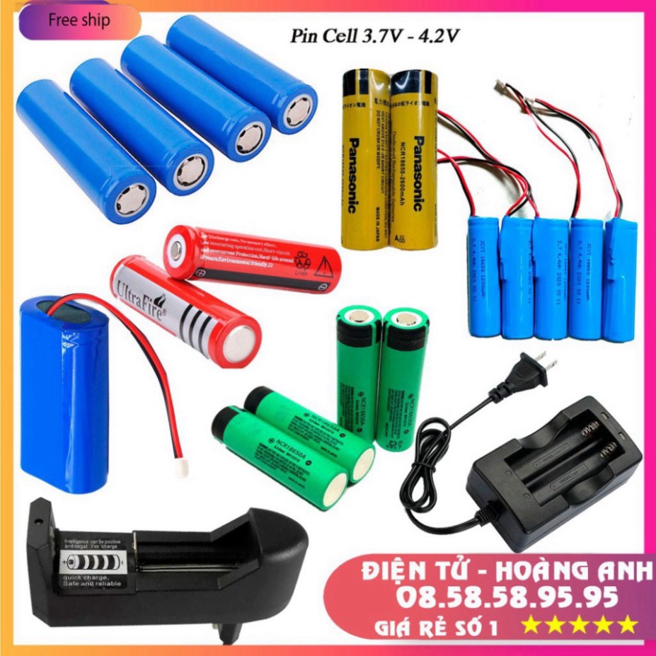 Pin Cell 18650,Pin sạc 3.7v- 4.2V - 5000mAh SIÊU BỀN dùng cho quạt MINI đèn pin tông đơ cắt tóc, chế tạo pin dự phòng
