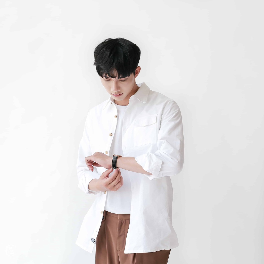 Sơ mi Nam tay dài cổ bẻ có 2 túi ngực SSSTUTTER vải thô đứng dáng 3 màu Lech Shirt