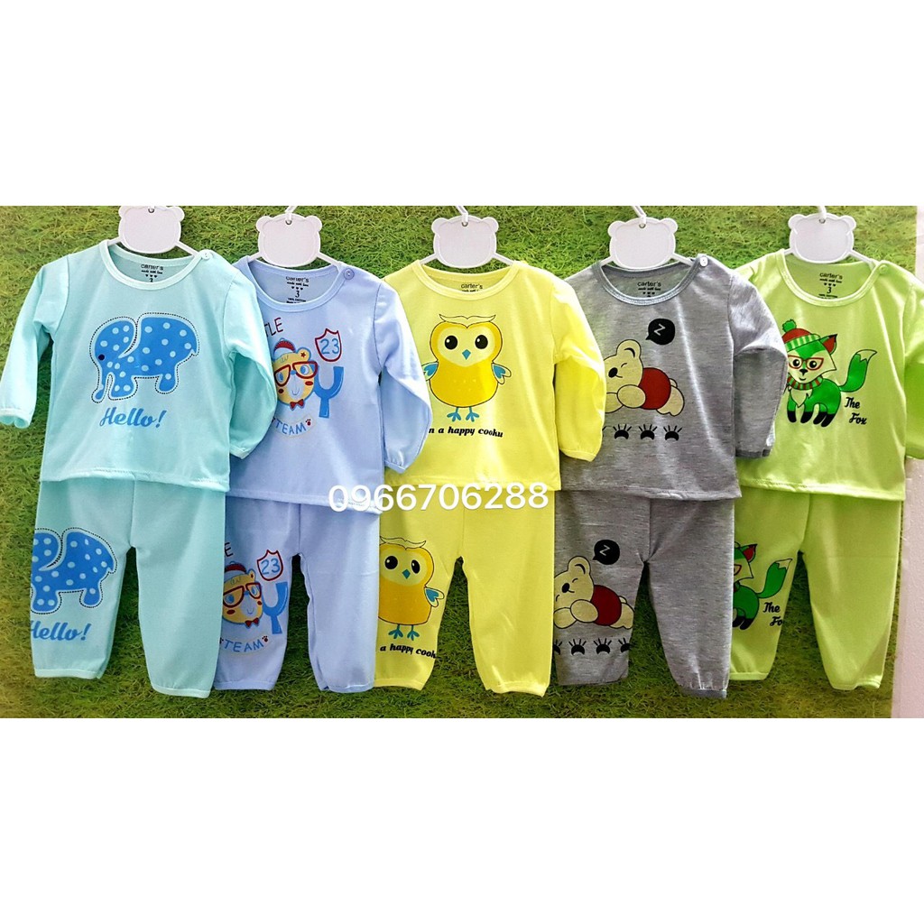 (Sỉ) (Xả kho) Set 5 bộ quần áo trẻ em 0-5 tuổi- Hàng thun cotton dài cài khuy vai