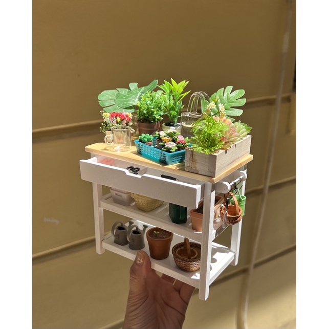 Mô hình bàn đảo gỗ tỷ lệ 1/6 cho bếp mini - Nhà Búp bê - Nấu ăn mini- Bàn đảo bếp